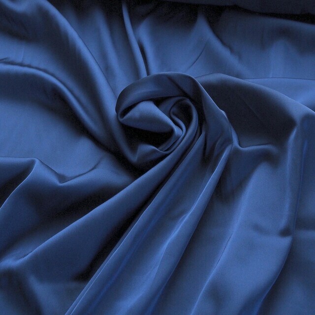 Stretch silk imitation satin in great Navy